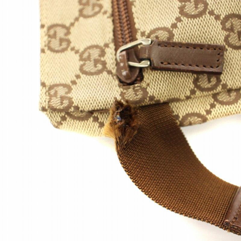✨美品✨ グッチ ボディバッグ GGキャンバス レザー ブラウン 28566 グッチ ボディバッグ GGキャンバス レザー ブラウン 28566