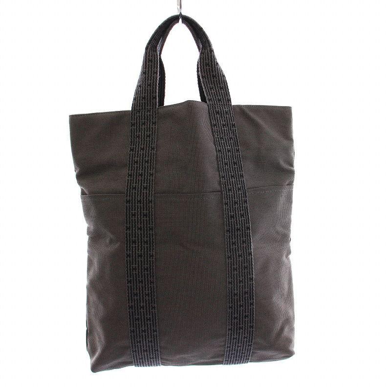 HERMES エルメス エールライン カバス トートバッグ キャンバス グレー  