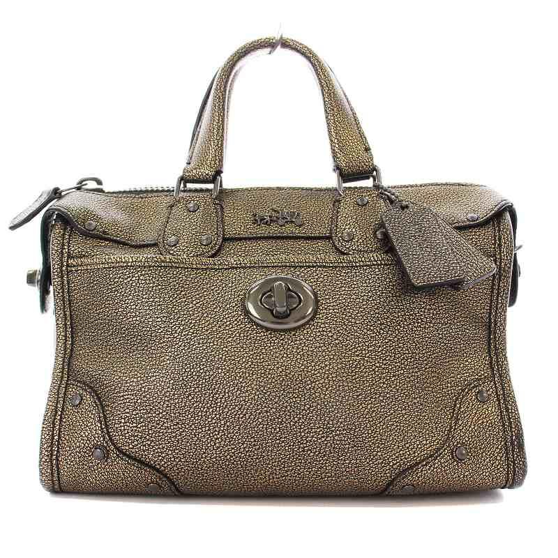 COACH（コーチ） ハンドバッグ ミニバック メタリック レザー ブロンズ 