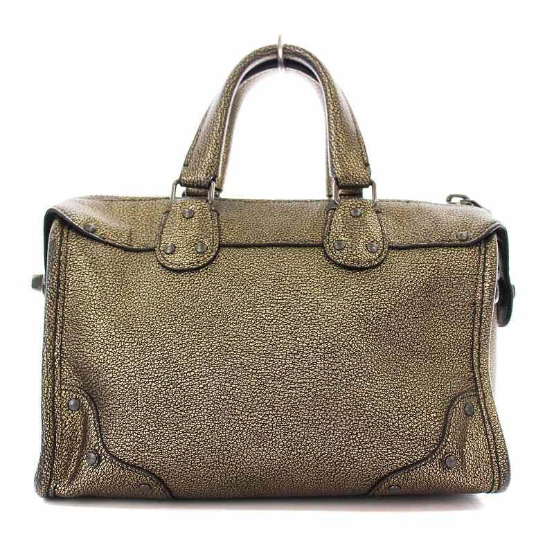 COACH（コーチ） ハンドバッグ ミニバック メタリック レザー ブロンズ 