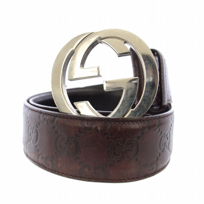 GUCCI グッチ グッチシマ インターンロッキング レザー ベルト 85/34  