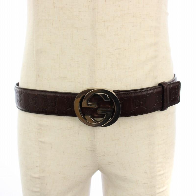 GUCCI グッチ グッチシマ インターンロッキング レザー ベルト 85/34  