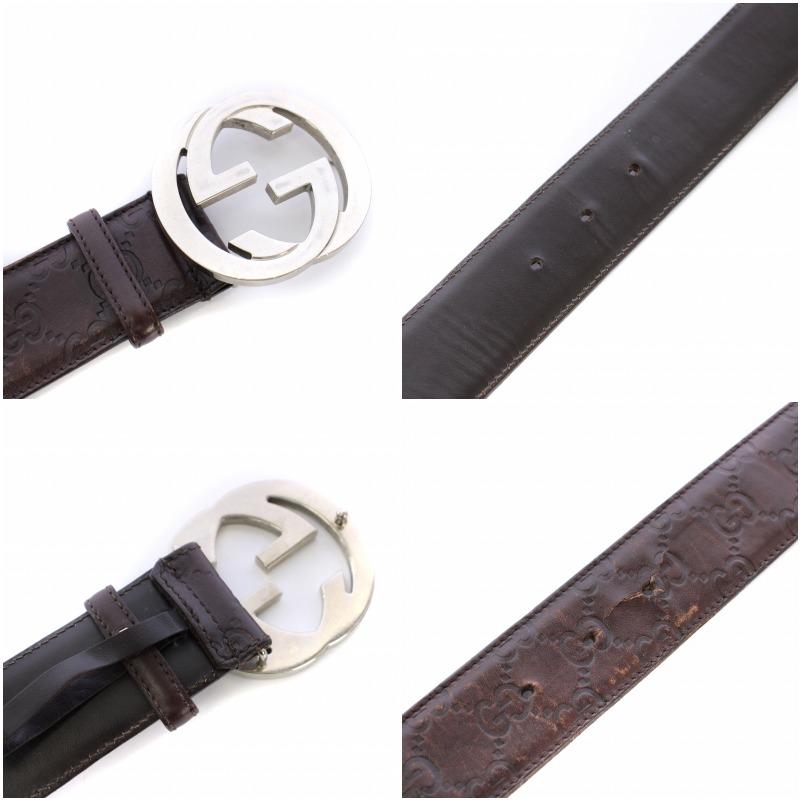 GUCCI グッチ グッチシマ インターンロッキング レザー ベルト 85/34  