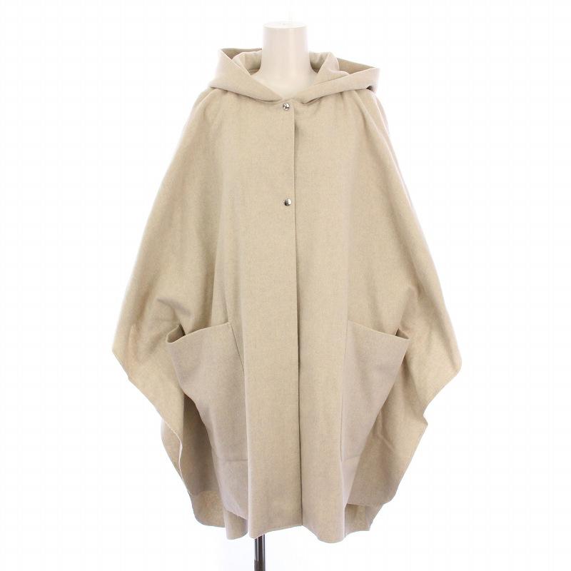 ヨリ yori ウールフーデッドポンチョコート ロング 38 グレー YR2025