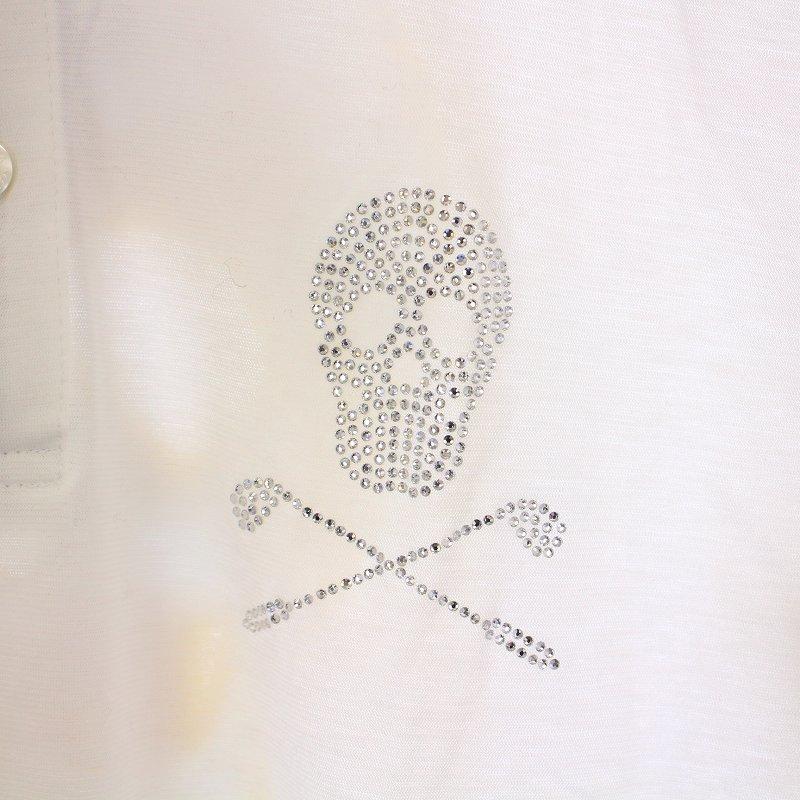 ゴルフ MARK&LONA ストレッチ 半袖 ポロシャツ スカル ラインストーン 刺繍
