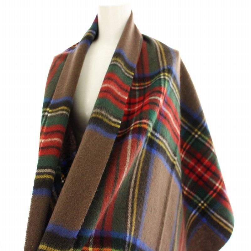 ツイードミル TWEEDMILL ストール チェック柄 ウール 大判 茶 マルチ