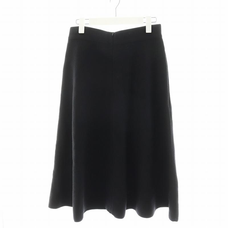 【中古】フォクシー FOXEY 21年製 ベルフレア Bell Flare スカート ひざ丈 ロゴ 40 黒 ブラック 42310 /AN25 FOXEY（フォクシー） FOXEY 21年製 ベルフレア Bell Flare スカート