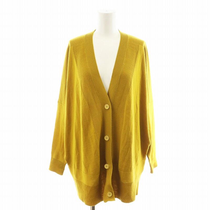 【中古】エムエムシックス メゾンマルジェラ MM6 Maison Margiela 14AW ニットカーディガン Vネック 編み地切替 S 黄 エムエムシックス メゾンマルジェラ MM6 Maison Margiela 14AW ニット