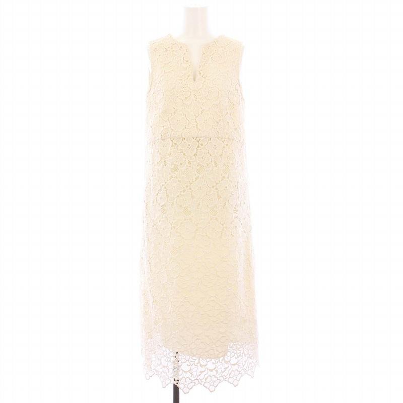 アナイ ANAYI ホワイト フラワー刺繍 ノースリーブ ロングワンピース