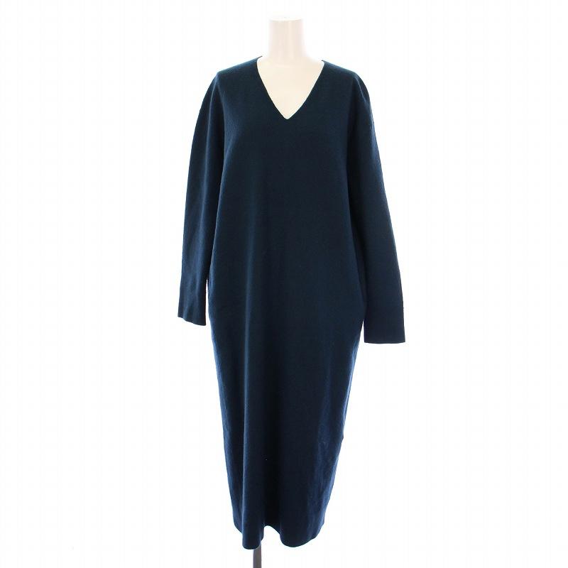 ICB（アイシービー） ニット ワンピース ロング 長袖 Vネック ウール S