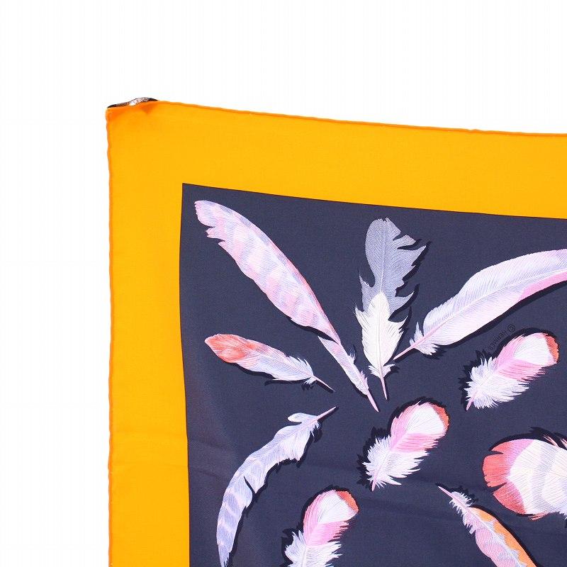 HERMES（エルメス） カレ90 PLUMES スカーフ 大判 シルク 羽 ロゴ 総柄