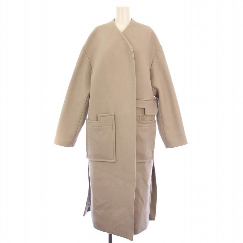 UN3D. アンスリード　ポケットノーカラーコート 38 (Ｍ〜L)ロングコート UN3D.（アンスリード）の「ポケットノーカラーコート（ノーカラー