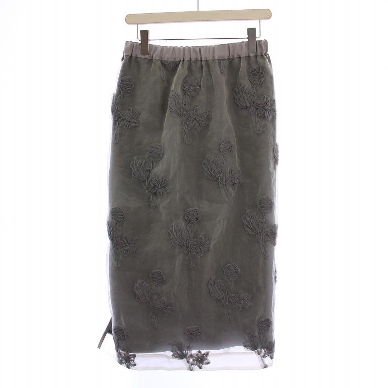 イエナ IENA 24AW フラワー刺繍オーガンジースカート タイト イージー