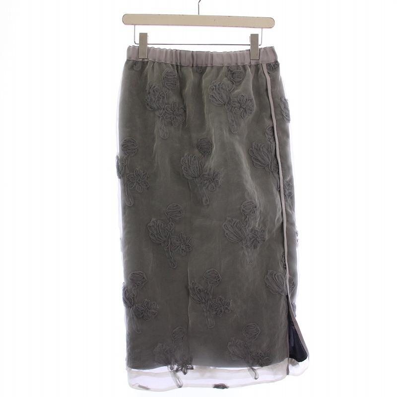 イエナ IENA 24AW フラワー刺繍オーガンジースカート タイト イージー  