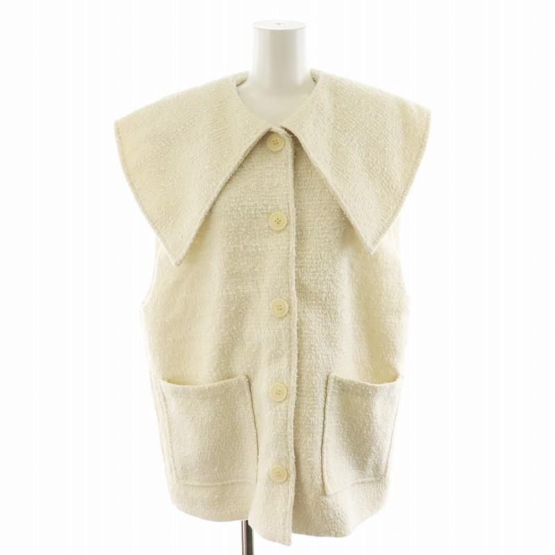 【中古】未使用品 エラ eLLa ビッグカラーツイードジレ ベスト アイボリー /AN22 レディース 未使用品 エラ eLLa ビッグカラーツイードジレ ベスト アイボリー
