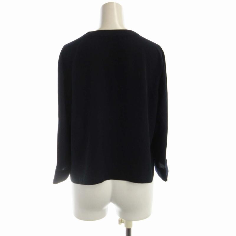 ダックス DAKS シャツ ブラウス クルーネック 七分袖 38 紺 ネイビー