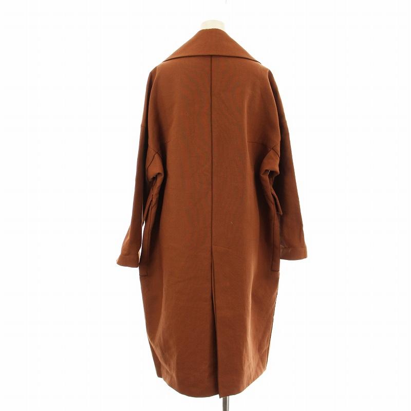 【中古】アドーア 麻ボンディングコート 5317152005 ダブル ロング オーバーサイズ ウール リネン 38 茶 ブラウン アドーア ADORE 麻ボンディングコート 5317152005 ダブル ロング