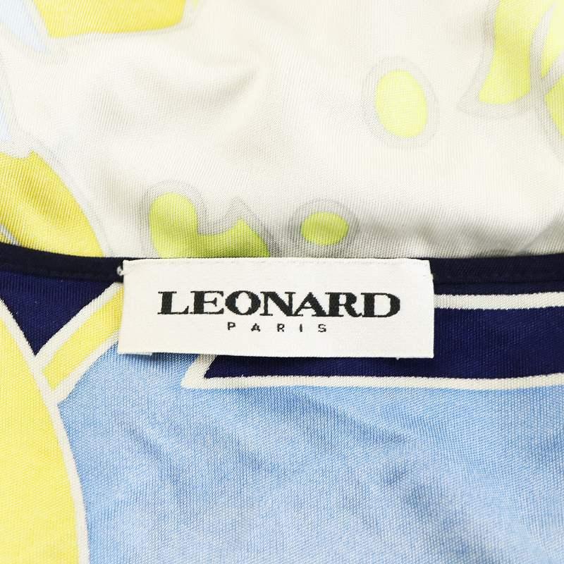 LEONARD FASHION花柄 ハイネックカットソー ブルーウールシルク42 LEONARD（レオナール） カットソー 長袖 花柄 シルク 絹 42 水色