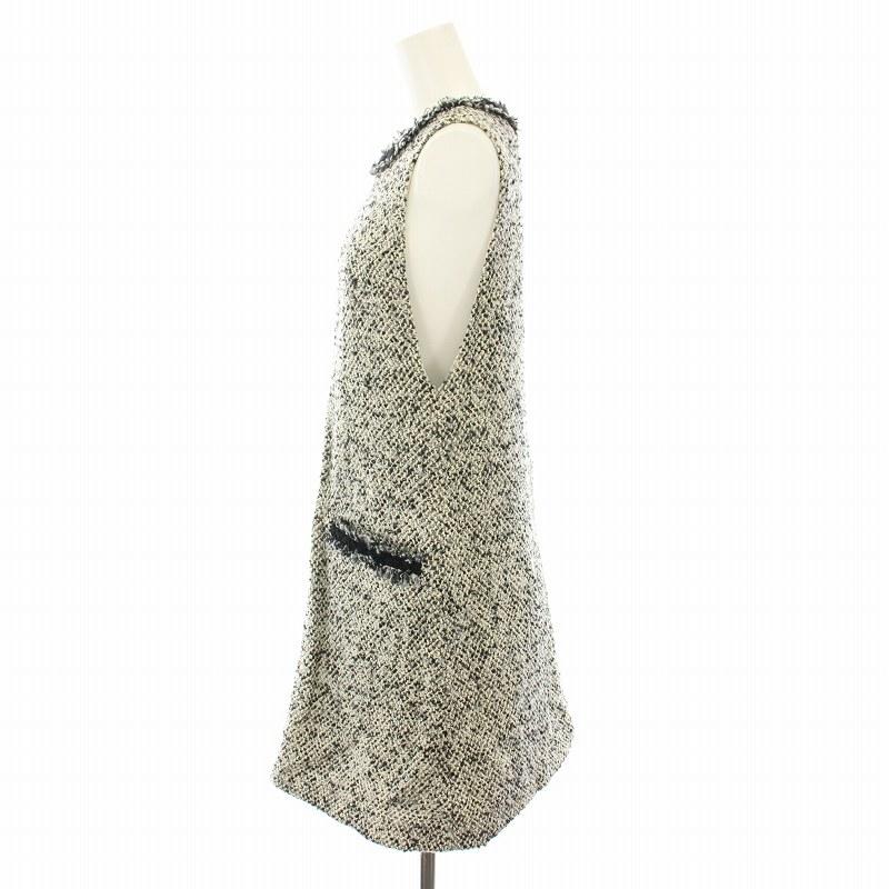 アドーア ADORE ワンピース ひざ丈 ノースリーブ ツイード 38 グレー