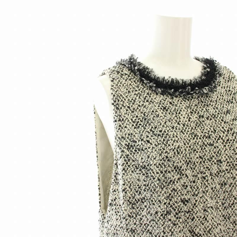 アドーア ADORE ワンピース ひざ丈 ノースリーブ ツイード 38 グレー