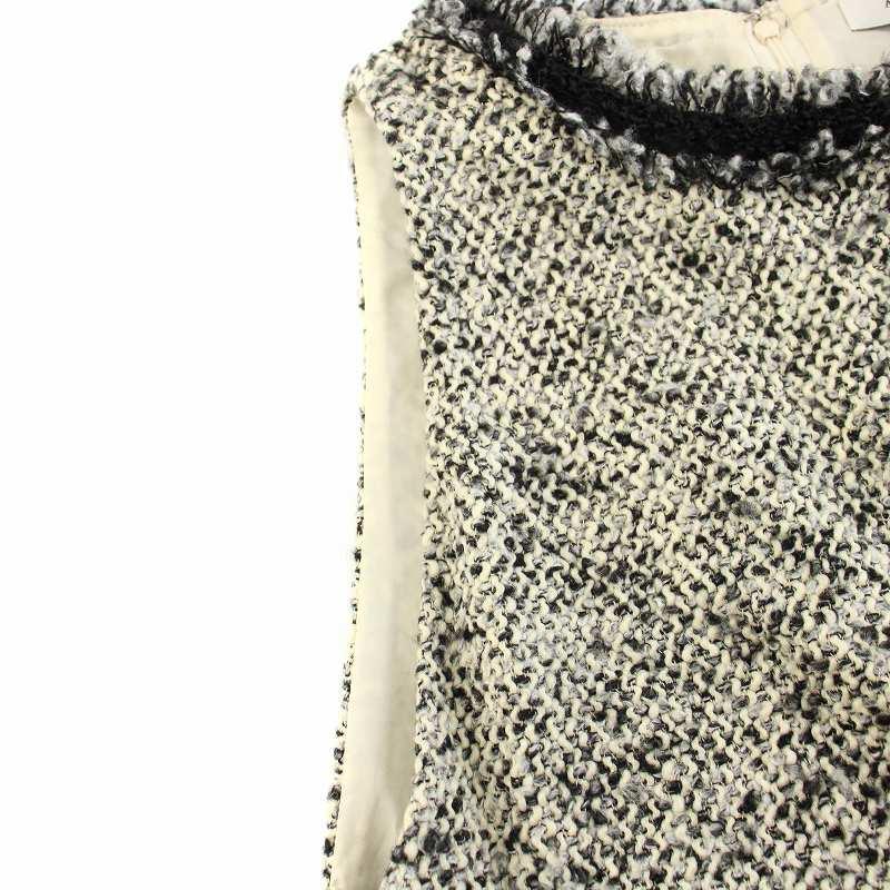 アドーア ADORE ワンピース ひざ丈 ノースリーブ ツイード 38 グレー