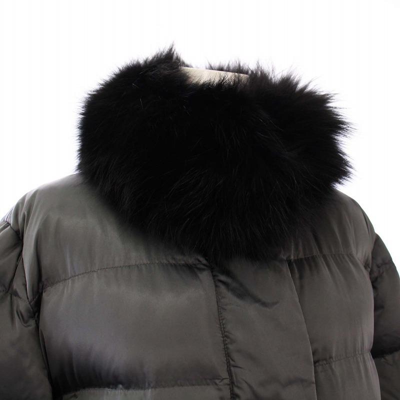 【中古】プラダ PRADA ダウンコート アウター ロング ファー 46 グレー /KH レディース PRADA（プラダ） ダウンコート アウター ロング ファー 46 グレー /KH