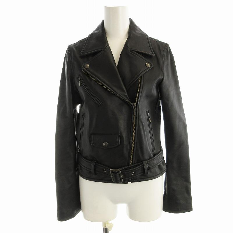 SNIDEL（スナイデル） ライダースジャケット ダブル ラムレザー 0 黒