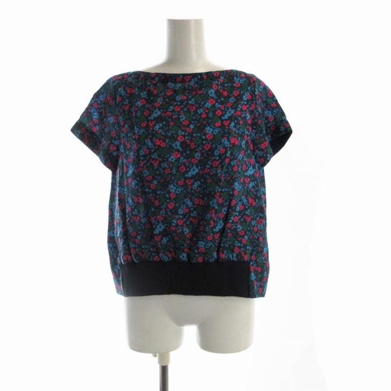 サカイラック sacai luck シャツ ブラウス 花柄 ボートネック 半袖 2 