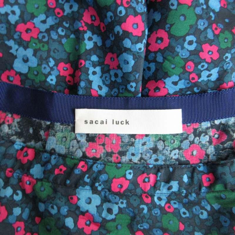 サカイラック sacai luck シャツ ブラウス 花柄 ボートネック 半袖 2 