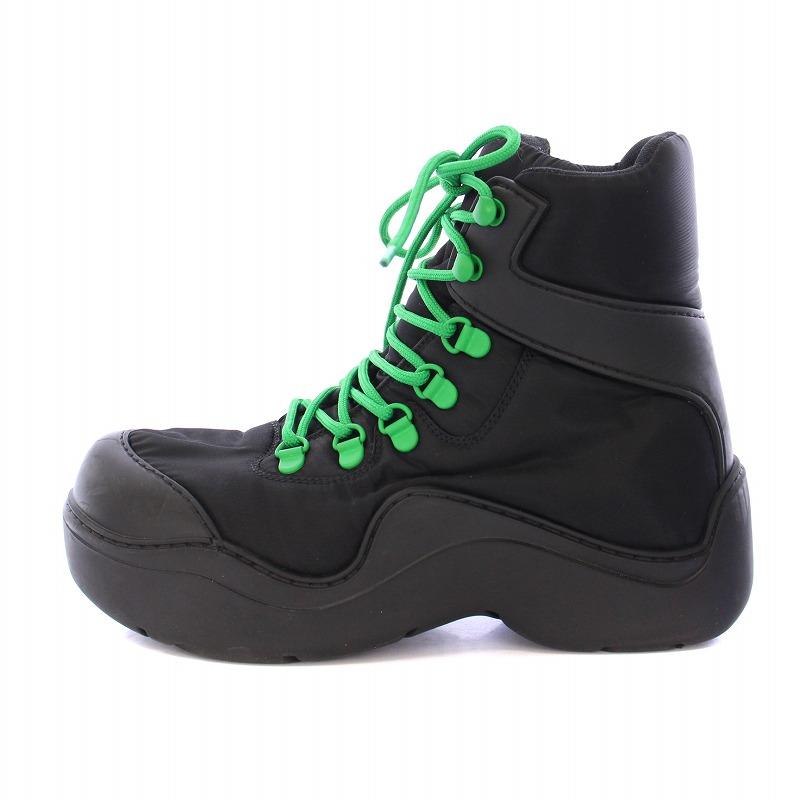 【中古】ボッテガヴェネタ BOTTEGA VENETA Puddle Bomber パドルボンバー アンクルブーツ ショート 厚底 切替 黒 緑 BOTTEGA VENETA（ボッテガ・ヴェネタ） BOTTEGA VENETA Puddle Bomber