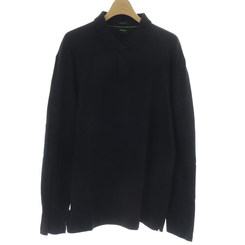 ヒューゴボス HUGO BOSS ポロシャツ 長袖 ロゴ XXL 黒 10209951 /RE
