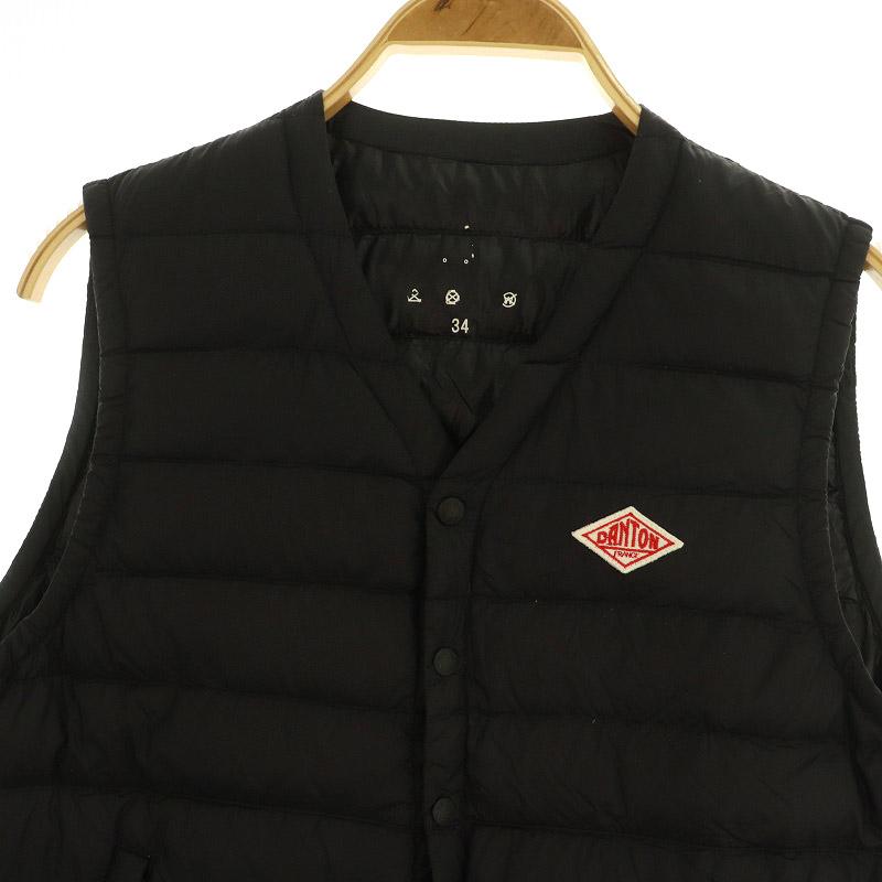 ダントン DANTON ダウンベスト Vネック ナイロン スナップボタン 34