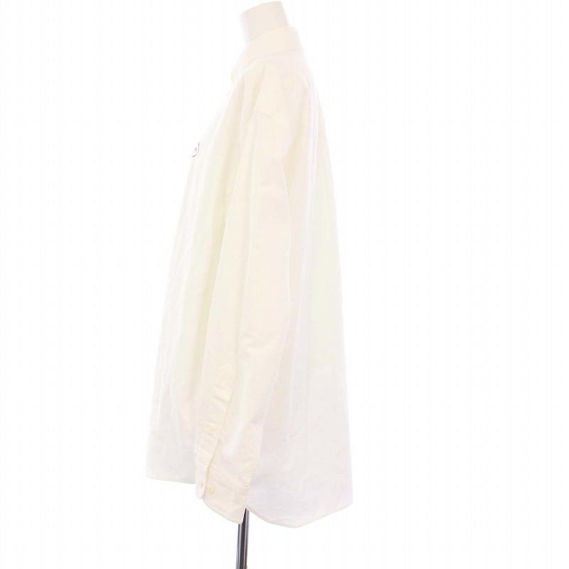 【中古】プラダ PRADA 23年製 ボタンダウンシャツ  ブラウス 長袖 ロゴ 36 白 P497GR /KH レディース PRADA（プラダ） PRADA 23年製 ボタンダウンシャツ ブラウス 長袖 ロゴ