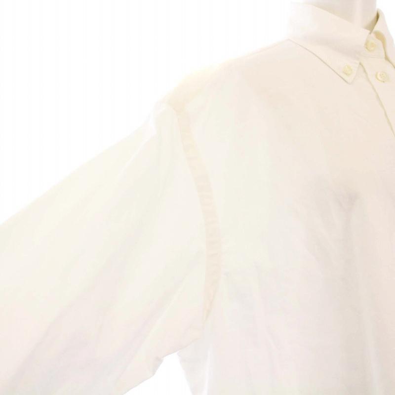 【中古】プラダ PRADA 23年製 ボタンダウンシャツ  ブラウス 長袖 ロゴ 36 白 P497GR /KH レディース PRADA（プラダ） PRADA 23年製 ボタンダウンシャツ ブラウス 長袖 ロゴ