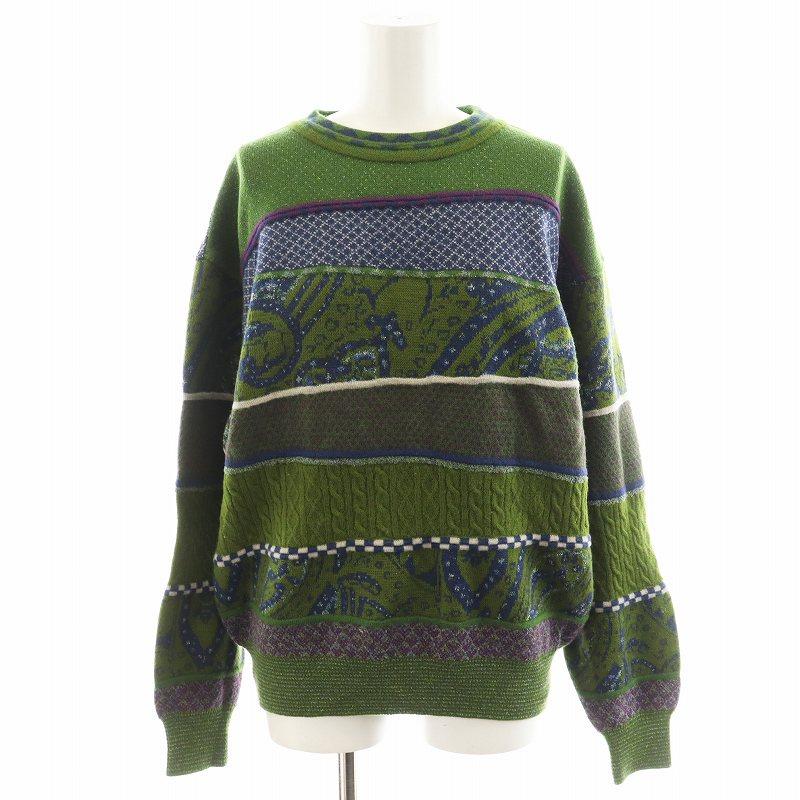 ケンゾー KENZO GOLF ニット セーター 長袖 総柄 ゴルフウェア 緑