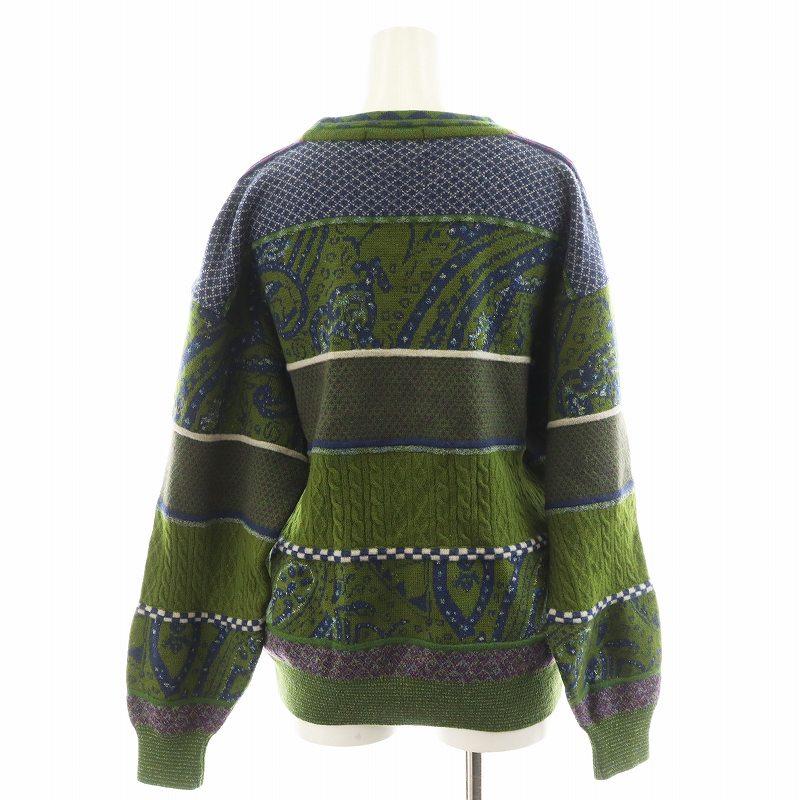 ケンゾー KENZO GOLF ニット セーター 長袖 総柄 ゴルフウェア 緑