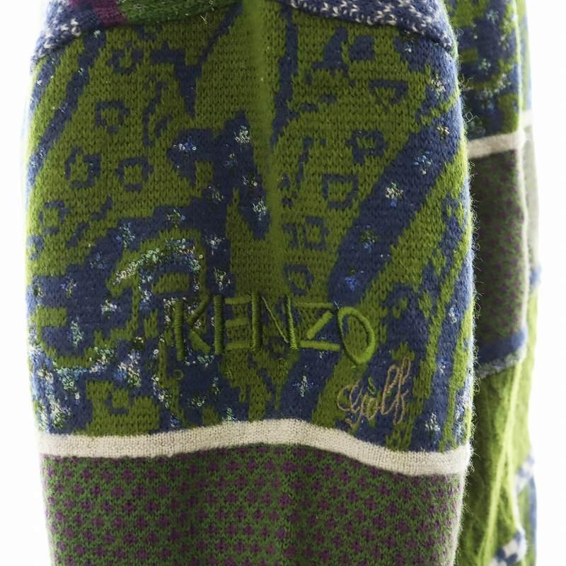ケンゾー KENZO GOLF ニット セーター 長袖 総柄 ゴルフウェア 緑