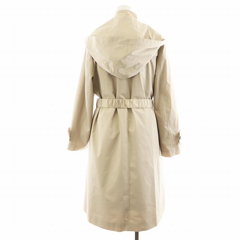 ☆フォクシーニューヨークサイドギャザーコートベージュ希少42☆ フォクシーニューヨーク FOXEY NEW YORK コート ロング丈 フード