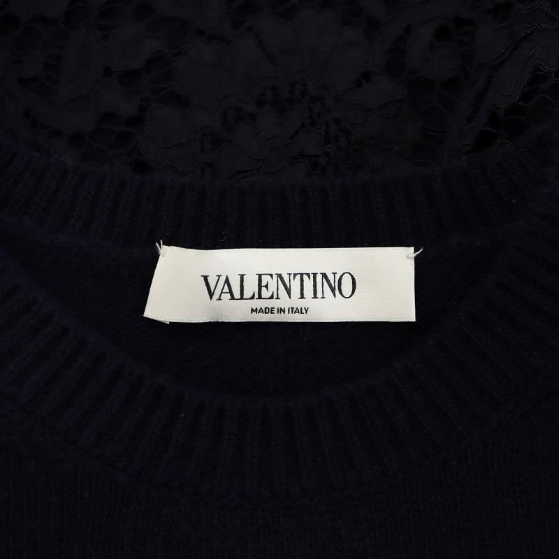 美品 ヴァレンティノ VALENTINO ニット セーター ロングスリーブ 長袖 カシミヤ ウール レース レディース M ネイビー VALENTINO - 美品 ヴァレンティノ VALENTINO ニット セーター ロング
