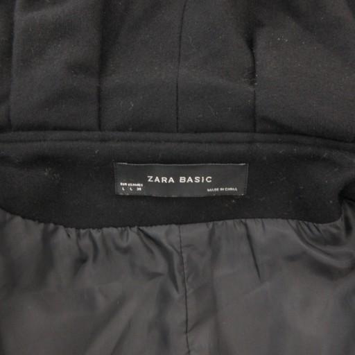 ザラ ベーシック ZARA BASIC ピーコート Pコート ウール L 黒 ブラック