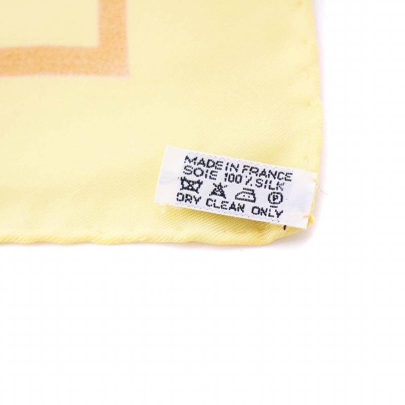 【中古】エルメス HERMES カレ45 Bolduc ボアルディック スカーフ ハンカチ シルク 黄色 /KH ■OH レディース HERMES（エルメス） カレ45 Bolduc ボアルディック スカーフ ハンカチ