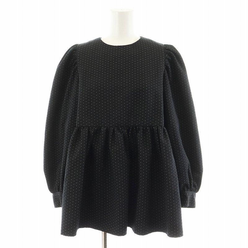 【中古】マリココウガ MARIKO KOHGA 22AW パターンブラウス シャツ 長袖 ドット柄 F 黒 ブラック OHGA-1040-2 マリココウガ MARIKO KOHGA 22AW パターンブラウス シャツ 長袖 ドット