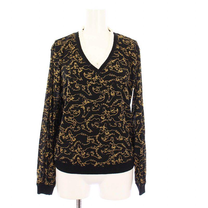 【中古】ヴィヴィアンタム VIVIENNE TAM カットソー 長袖 総柄 ニット切替 38 黒 11276810 /KH レディース ヴィヴィアンタム VIVIENNE TAM カットソー 長袖 総柄 ニット切替 38