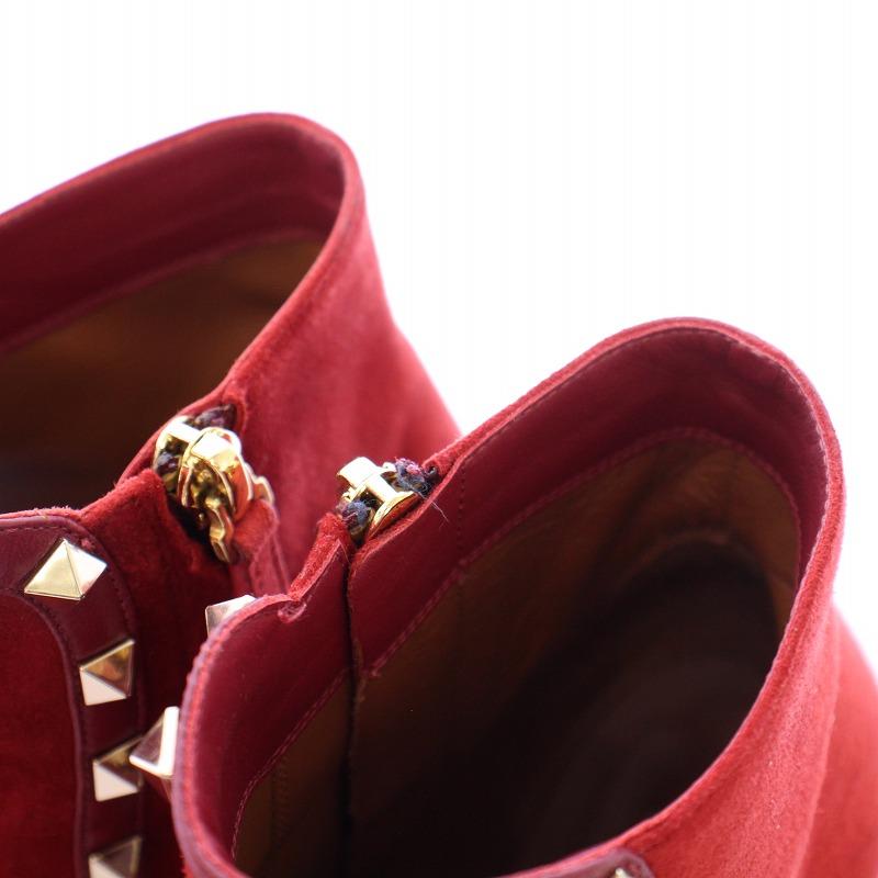 【中古】ヴァレンティノ ヴァレンチノ  VALENTINO ショートブーツ ポインテッドトゥ ハイヒール スエード 赤 ヴァレンティノ ヴァレンチノ VALENTINO ショートブーツ ポインテッド