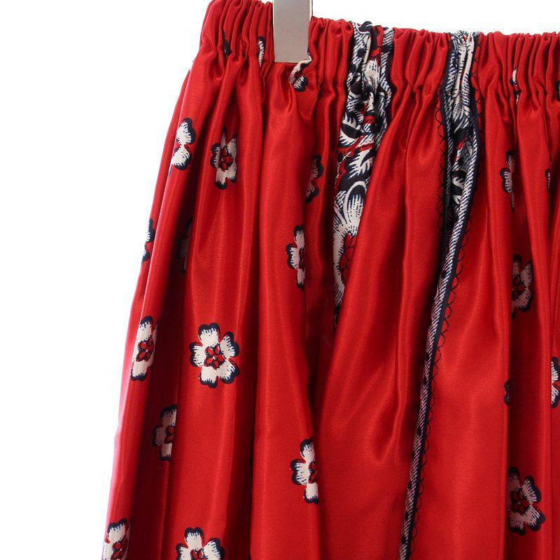 tao 花柄 フレアスカート コムデギャルソン　タオ tao 花柄 ギャザーフレアスカート