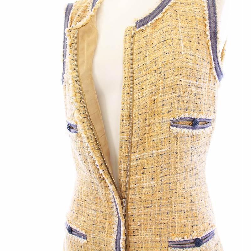 【美品】CHANEL シャネル ワンピース ツイード ココマーク ノースリーブ CHANEL シャネル 09P ツイード ノースリーブワンピース ひざ丈