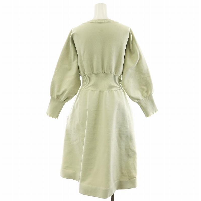 美品セルフォード　ニットワンピース　グリーン　ブラウン　CELFORD 36 セルフォード CELFORD 21AW スカラップニットワンピース ロング丈 長袖