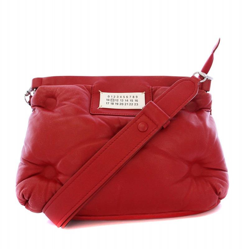 Maison Margiela ピンク赤 レザー クラッチバッグ　変形 Maison Margiela ピンク赤 レザー クラッチバッグ 変形