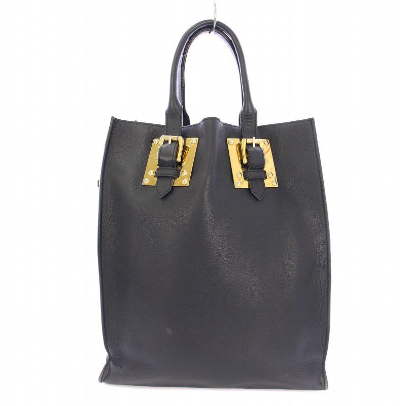 本物保存袋タグ有★Sophie Hulme albion トート 黒×シルバー ソフィーヒュルム Sophie Hulme SOFT BUCKLE TOTE ソフトバックル