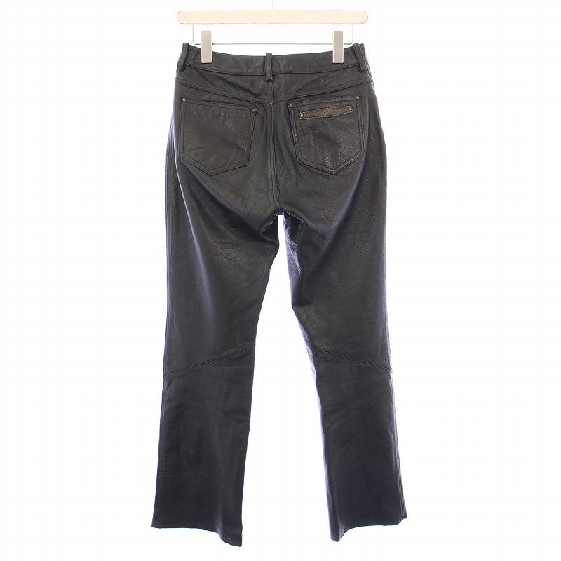 【中古】ハーレーダビッドソン HARLEY DAVIDSON レザーパンツ スラックス ジップフライ 12 黒 ブラック /BB メンズ ハーレーダビッドソン HARLEY DAVIDSON レザーパンツ スラックス